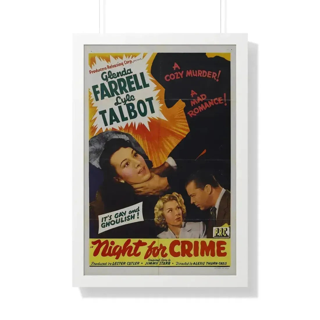 A NIGHT FOR CRIME 1943 - Framed Movie Poster 20" x 30" White - The Sticker Space