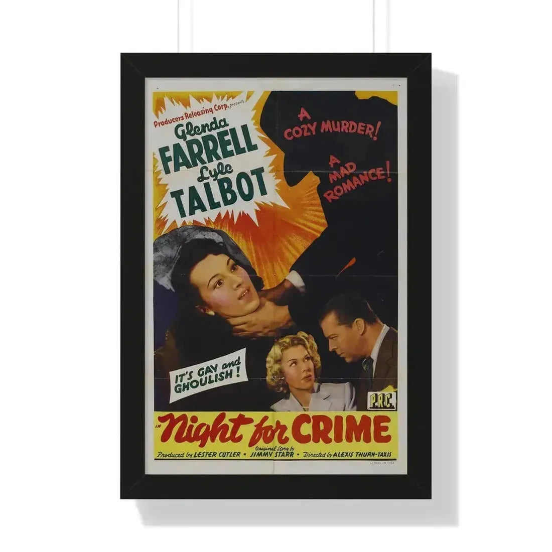 A NIGHT FOR CRIME 1943 - Framed Movie Poster - The Sticker Space