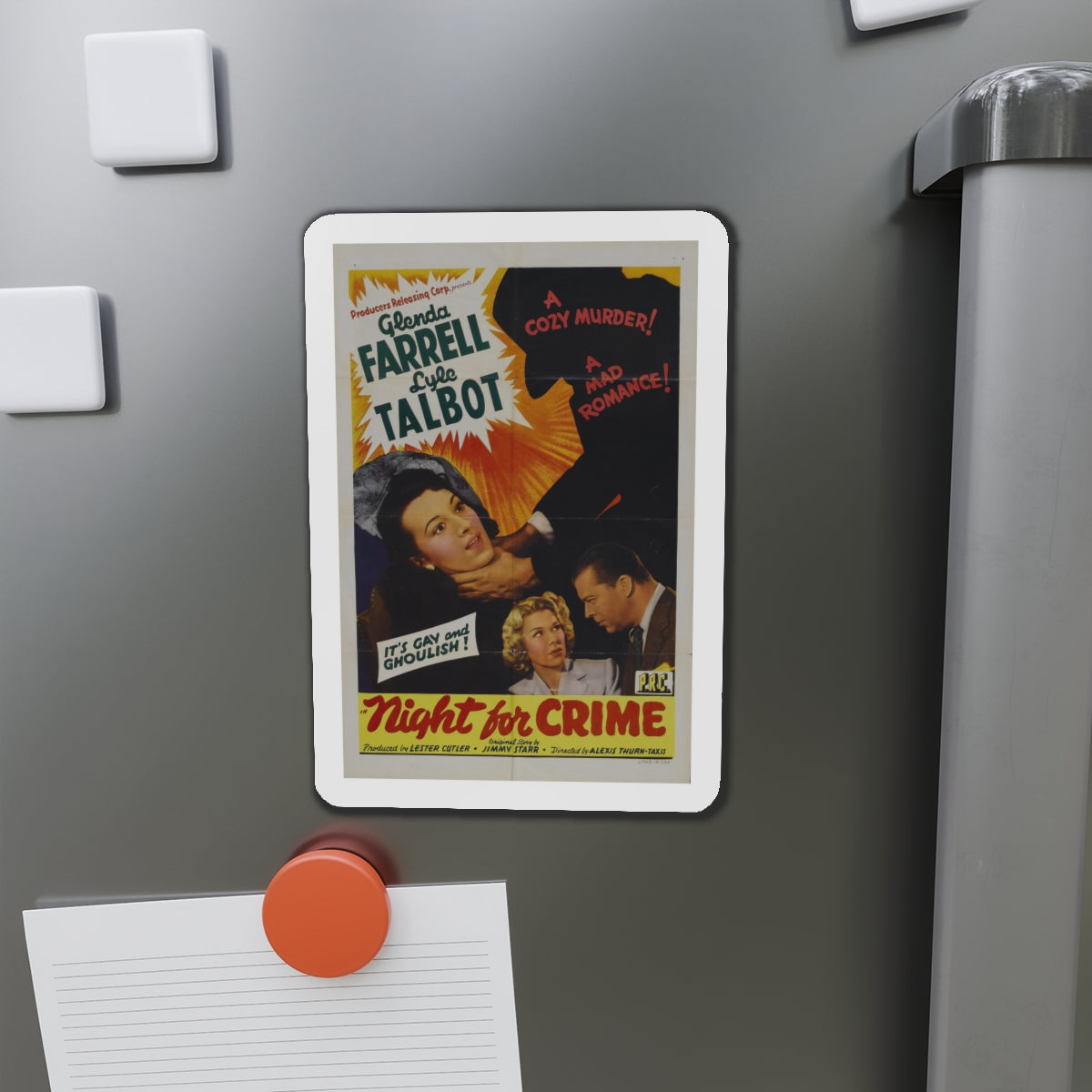 A NIGHT FOR CRIME 1943 Movie Poster - Die-Cut Magnet-The Sticker Space