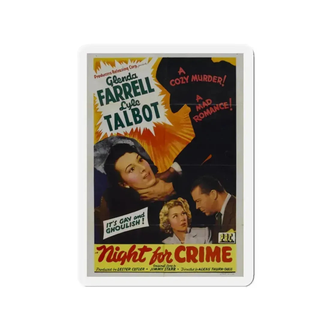 A NIGHT FOR CRIME 1943 Movie Poster - Refrigerator Magnet 2 Inch - The Sticker Space