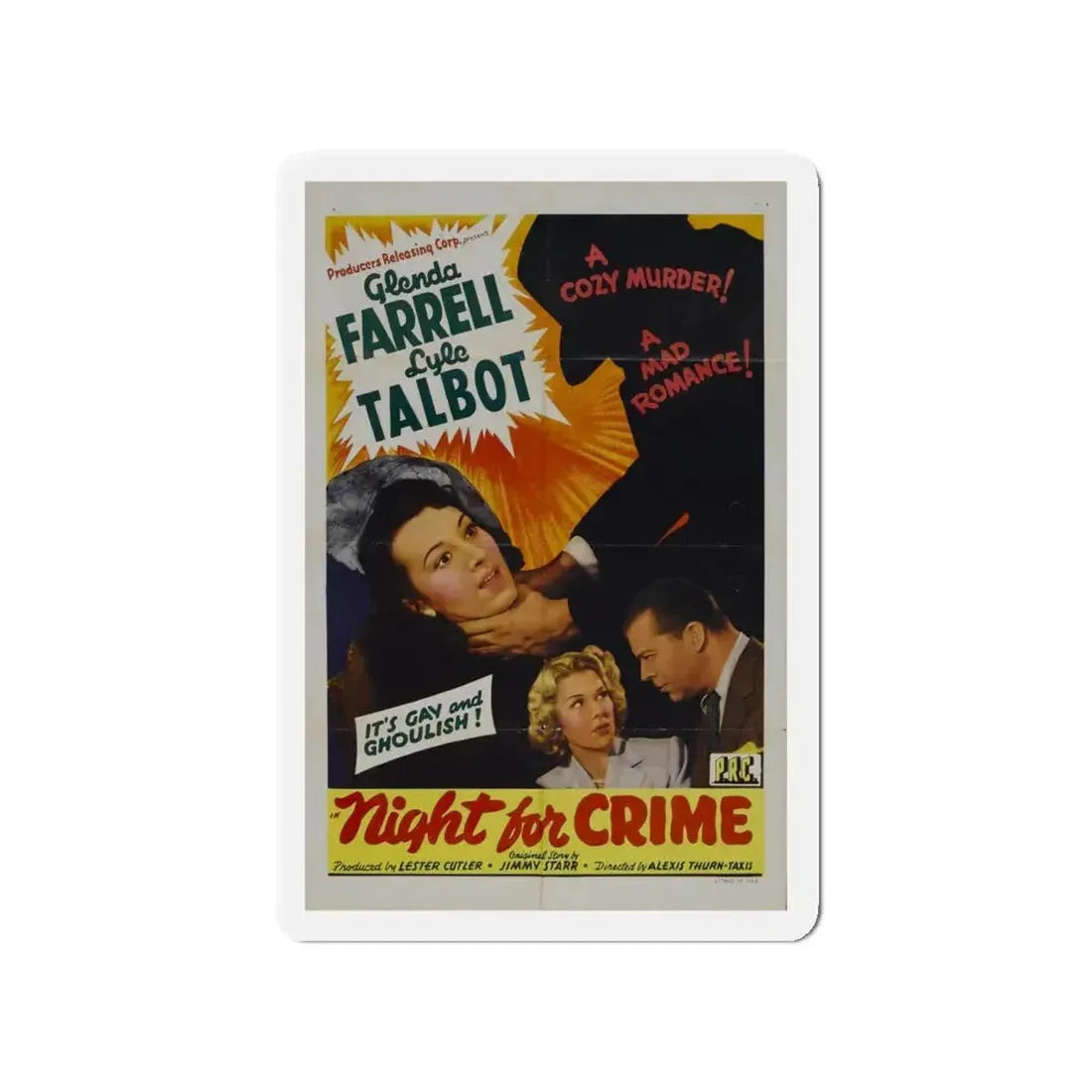 A NIGHT FOR CRIME 1943 Movie Poster - Refrigerator Magnet - The Sticker Space