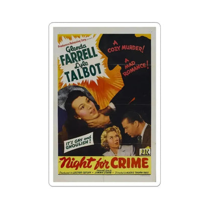 A NIGHT FOR CRIME 1943 Movie Poster - STICKER Vinyl Kiss-Cut Decal 3 Inch White - The Sticker Space