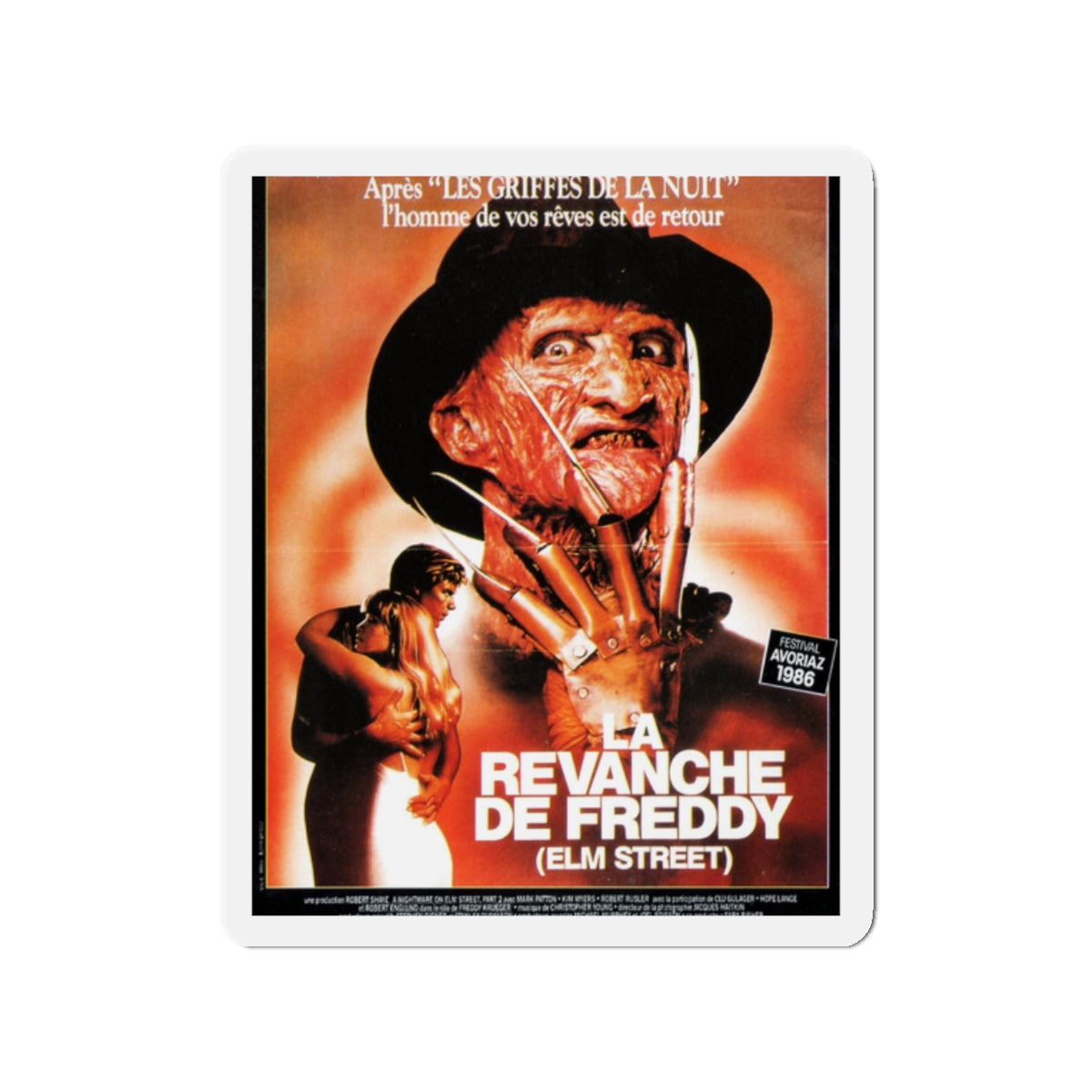 A NIGHTMARE ON ELM STREET 2 FREDDYS REVENGE (FRENCH) 1985 Movie Poster - Die-Cut Magnet-2" x 2"-The Sticker Space