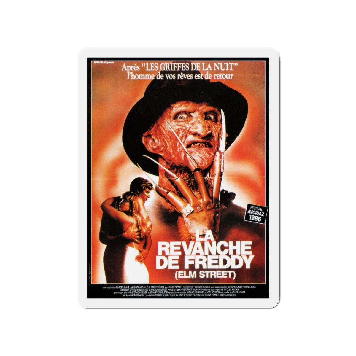 A NIGHTMARE ON ELM STREET 2 FREDDYS REVENGE (FRENCH) 1985 Movie Poster - Die-Cut Magnet-3" x 3"-The Sticker Space