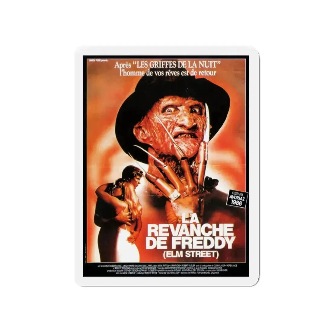 A NIGHTMARE ON ELM STREET 2 FREDDYS REVENGE (FRENCH) 1985 Movie Poster - Refrigerator Magnet 4 Inch - The Sticker Space