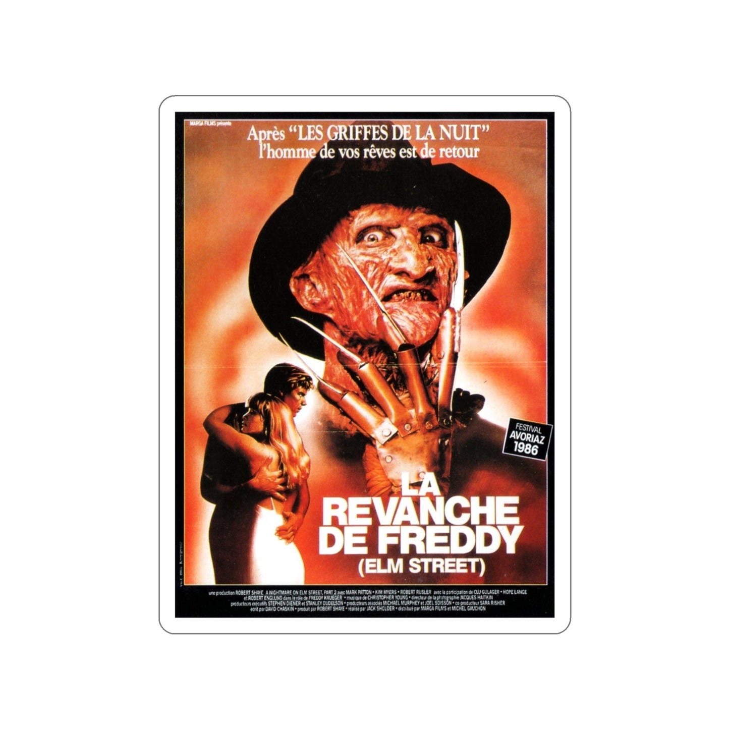 A NIGHTMARE ON ELM STREET 2 FREDDYS REVENGE (FRENCH) 1985 Movie Poster STICKER Vinyl Die-Cut Decal-3 Inch-The Sticker Space