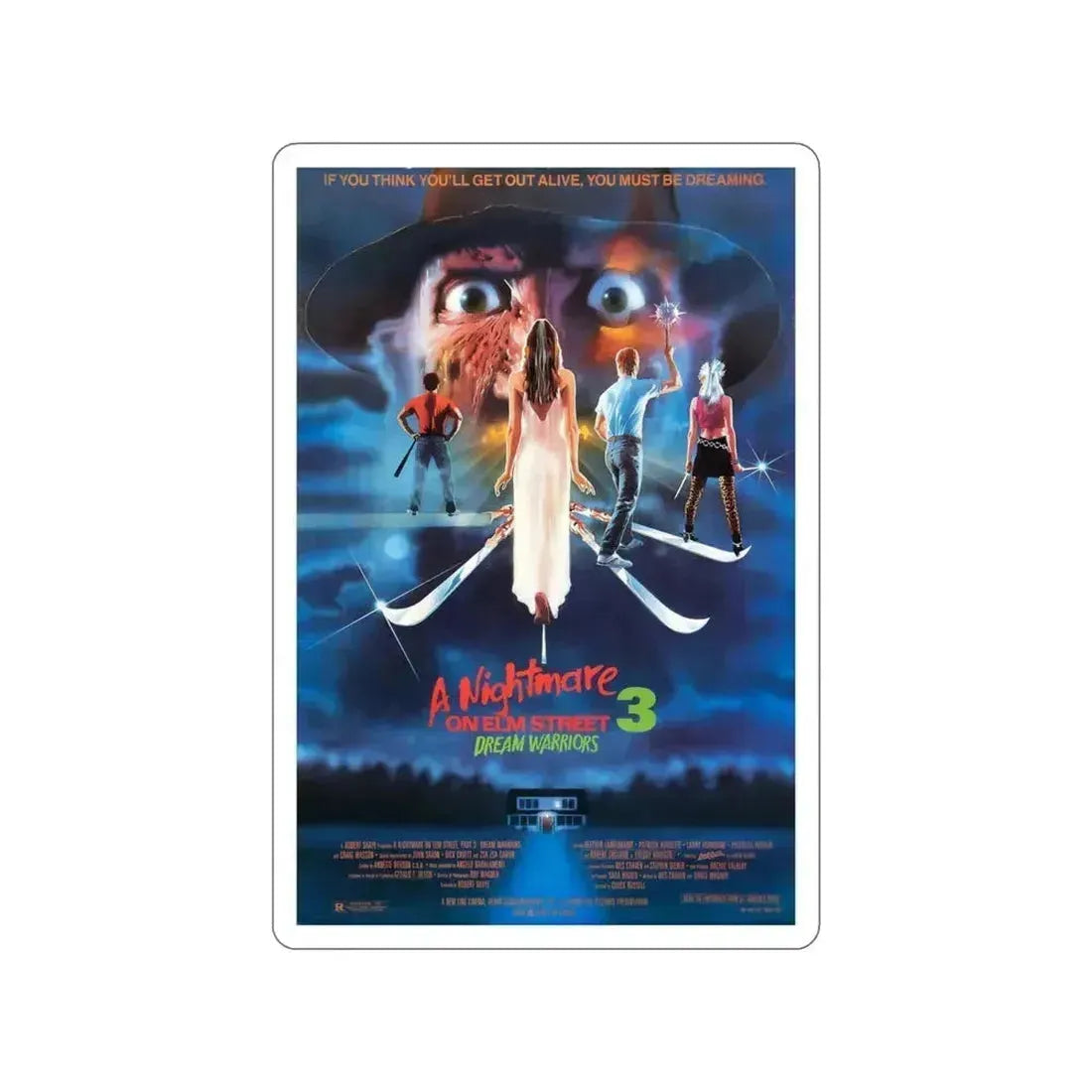A NIGHTMARE ON ELM STREET 3 DREAM WARRIORS 1987 Movie Poster STICKER Vinyl Die-Cut Decal 4 Inch - The Sticker Space