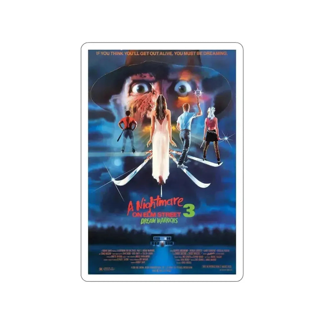 A NIGHTMARE ON ELM STREET 3 DREAM WARRIORS 1987 Movie Poster STICKER Vinyl Die-Cut Decal - The Sticker Space