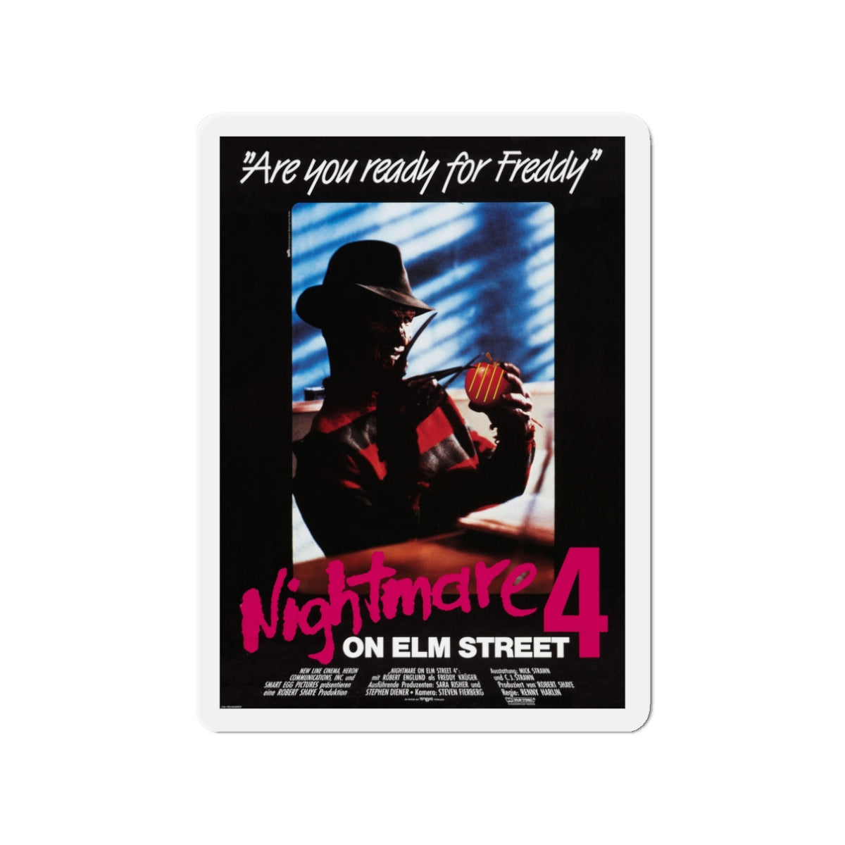 A NIGHTMARE ON ELM STREET 4 THE DREAM MASTER (GERMAN) 1988 Movie Poster - Die-Cut Magnet-3" x 3"-The Sticker Space