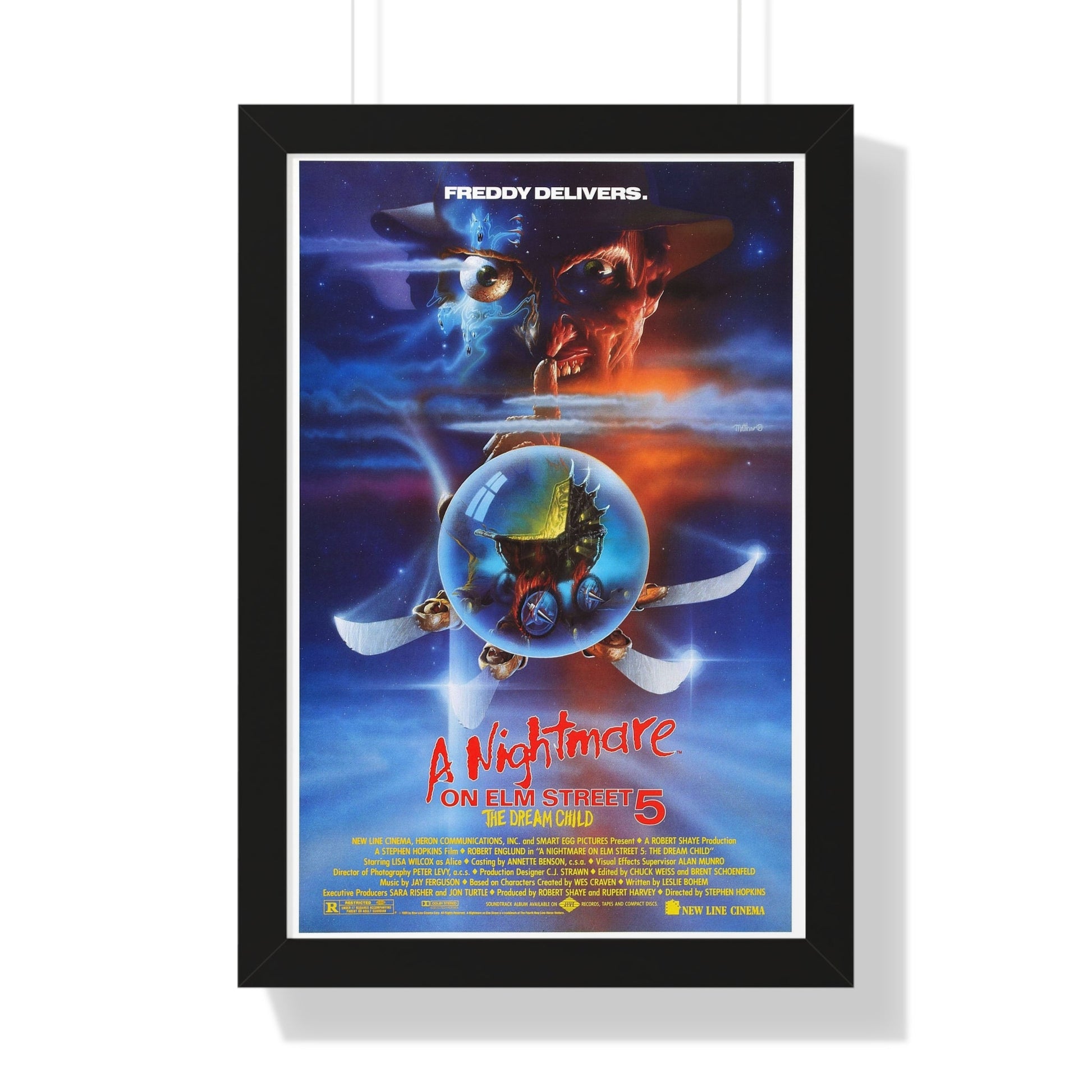 A NIGHTMARE ON ELM STREET 5 THE DREAM CHILD 1989 - Framed Movie Poster-16″ x 24″-The Sticker Space