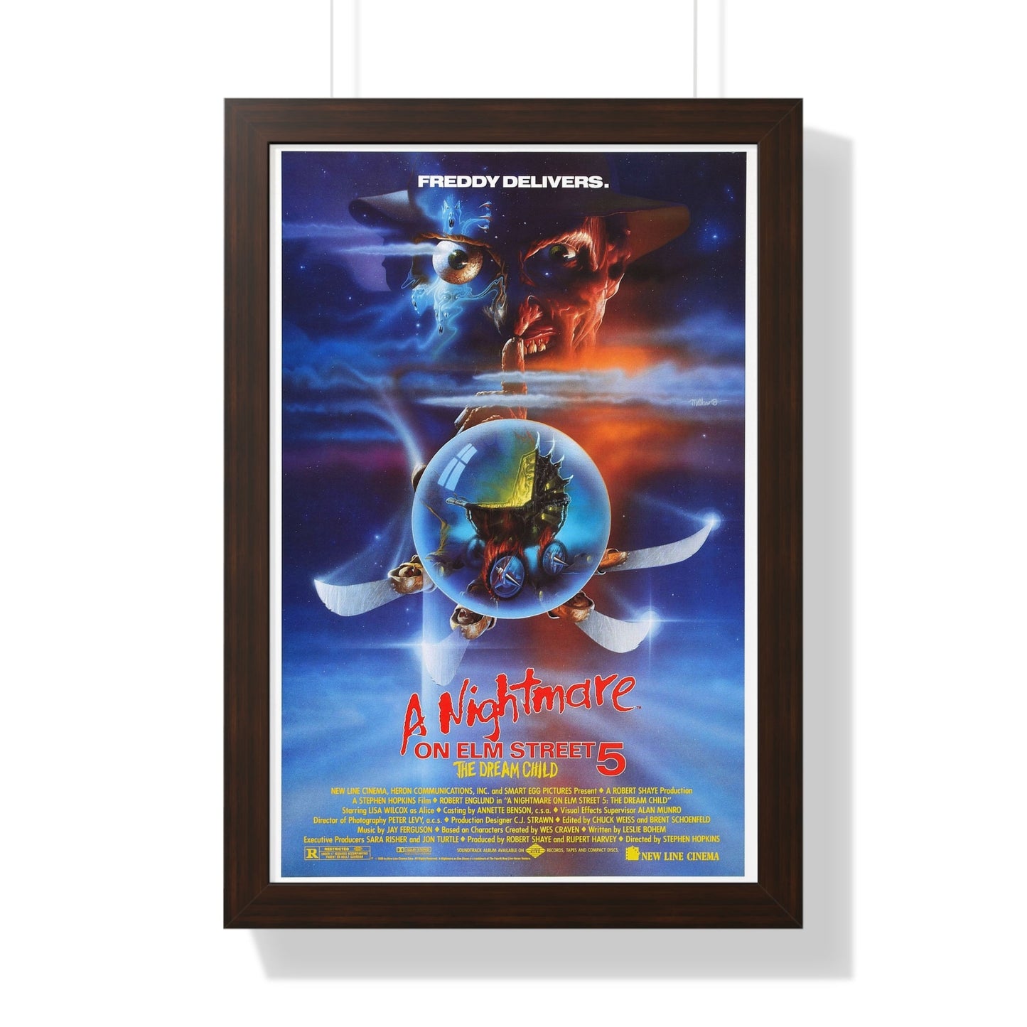 A NIGHTMARE ON ELM STREET 5 THE DREAM CHILD 1989 - Framed Movie Poster-16″ x 24″-The Sticker Space