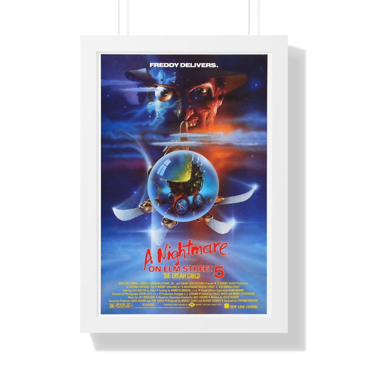 A NIGHTMARE ON ELM STREET 5 THE DREAM CHILD 1989 - Framed Movie Poster-16″ x 24″-The Sticker Space