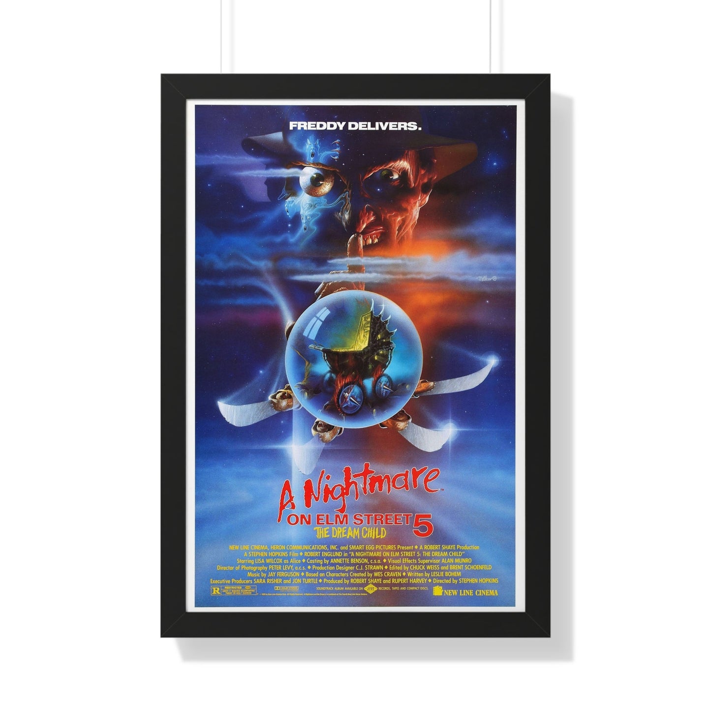 A NIGHTMARE ON ELM STREET 5 THE DREAM CHILD 1989 - Framed Movie Poster-20" x 30"-The Sticker Space