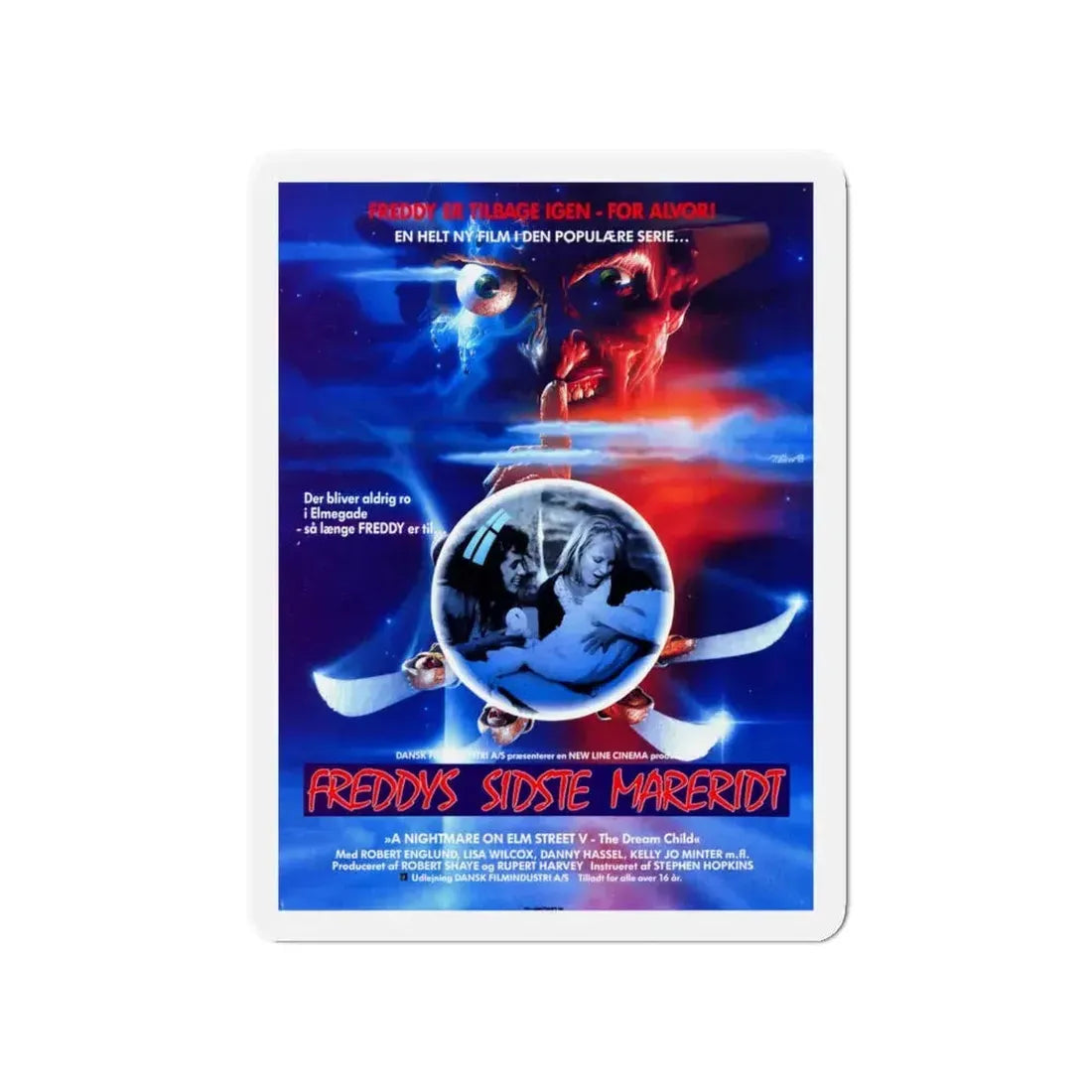 A NIGHTMARE ON ELM STREET 5 THE DREAM CHILD (DANISH) 1989 Movie Poster - Refrigerator Magnet 4 Inch - The Sticker Space