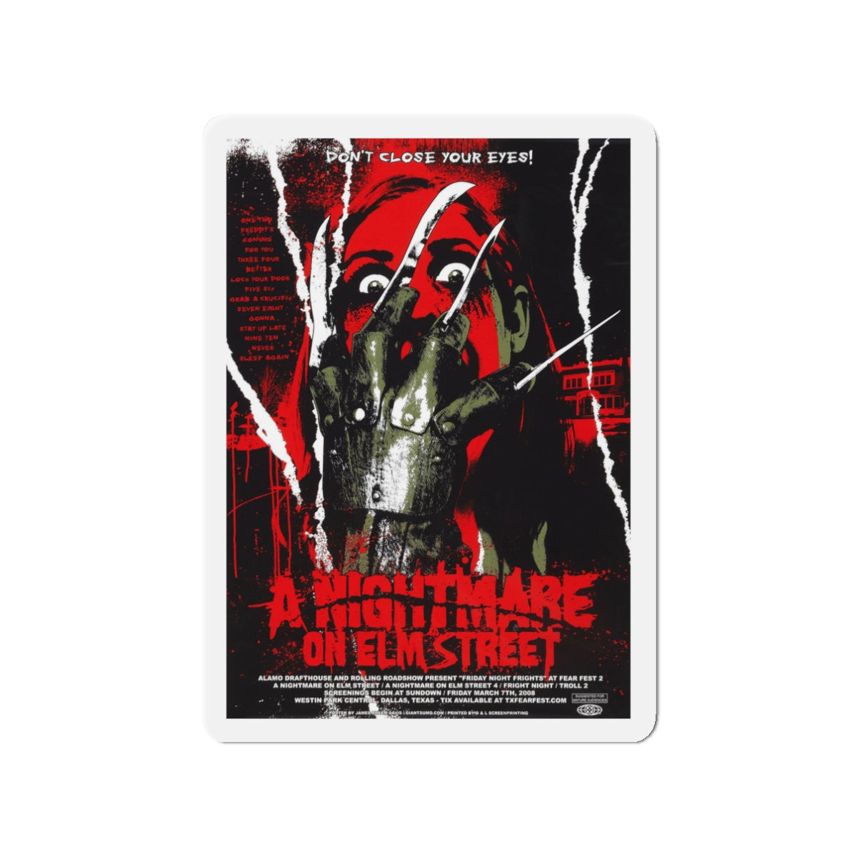 A NIGHTMARE ON ELM STREET (ALAMO) 1984 Movie Poster - Die-Cut Magnet-3" x 3"-The Sticker Space