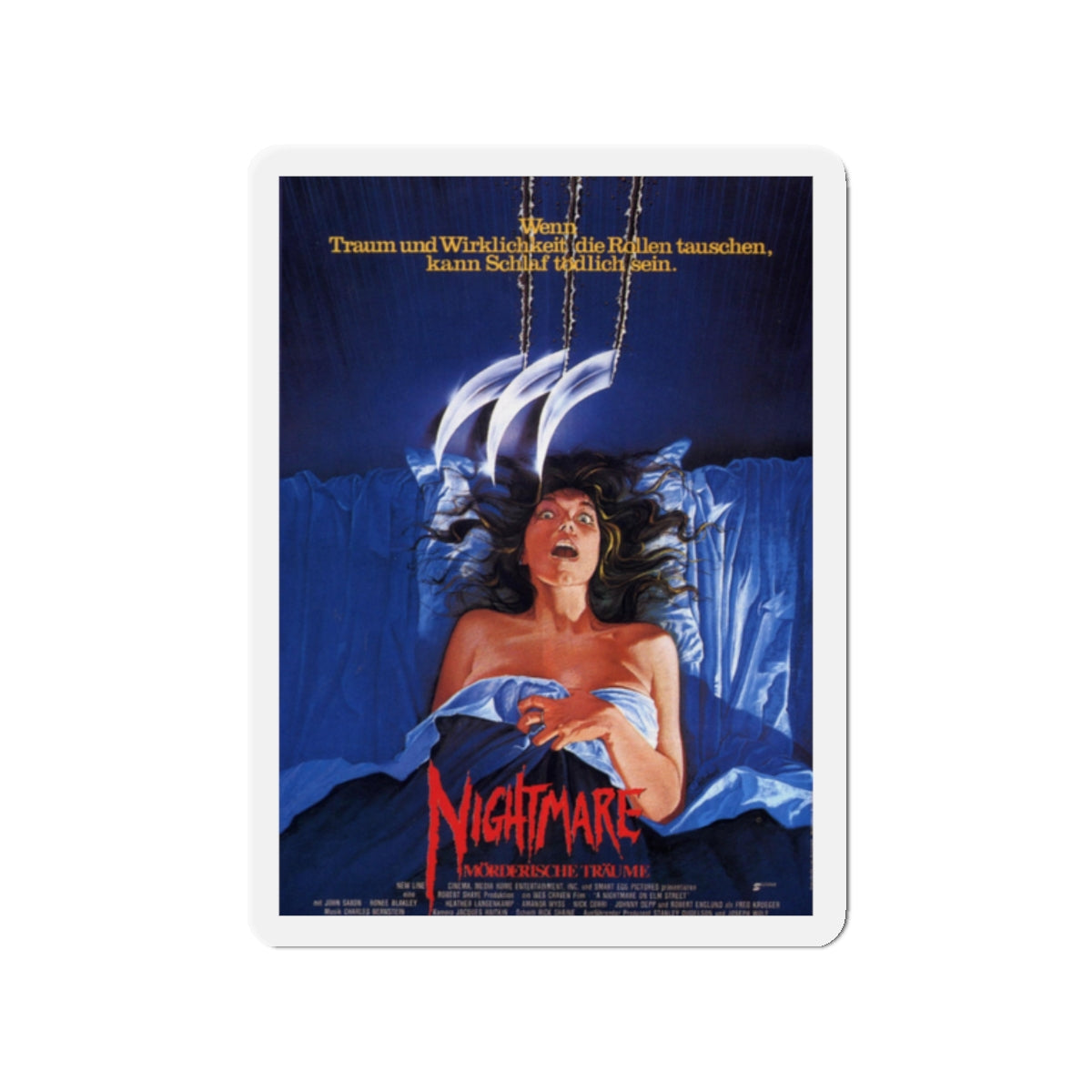 A NIGHTMARE ON ELM STREET (GERMAN) 1984 Movie Poster - Die-Cut Magnet-2" x 2"-The Sticker Space