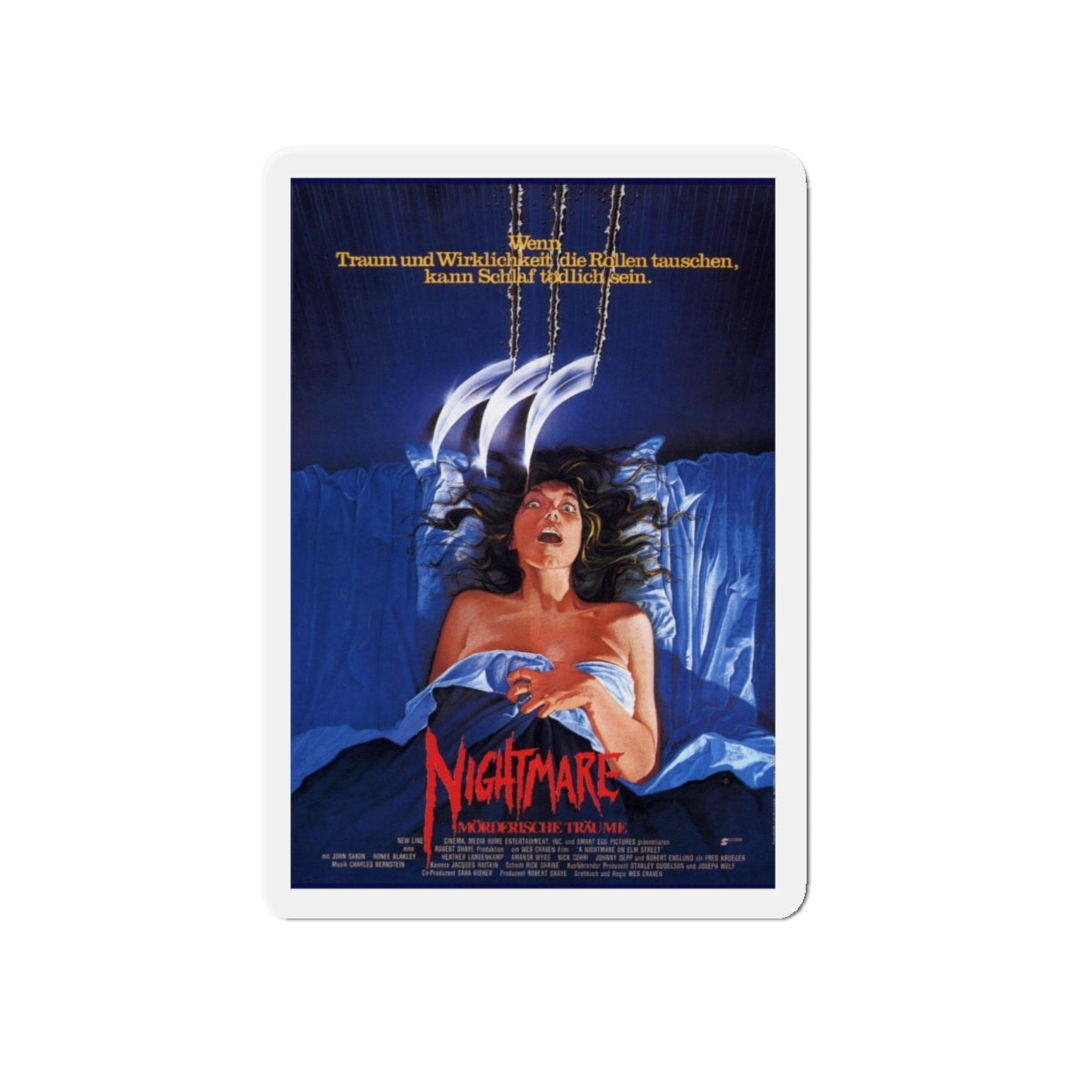 A NIGHTMARE ON ELM STREET (GERMAN) 1984 Movie Poster - Die-Cut Magnet-4" x 4"-The Sticker Space