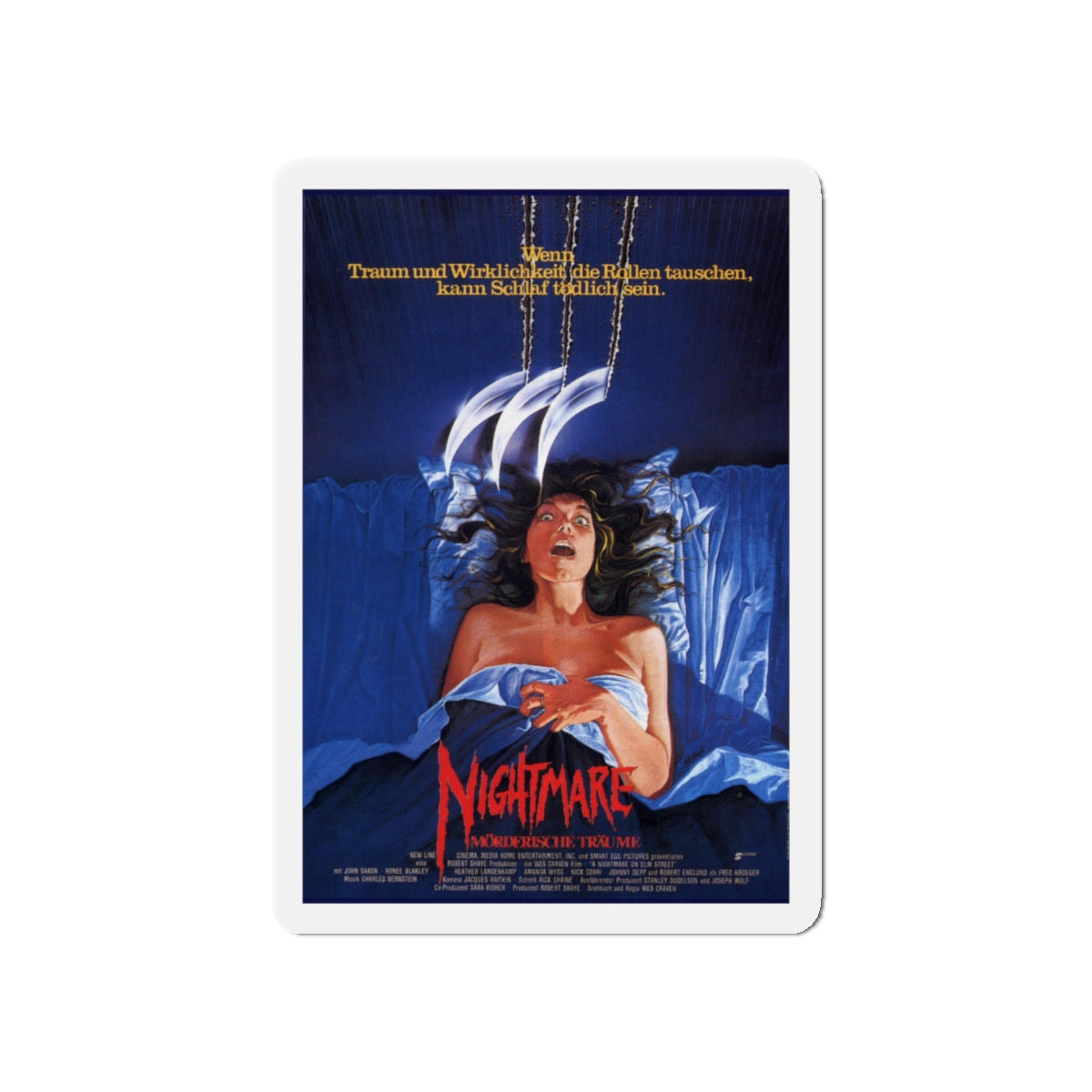 A NIGHTMARE ON ELM STREET (GERMAN) 1984 Movie Poster - Die-Cut Magnet-5" x 5"-The Sticker Space