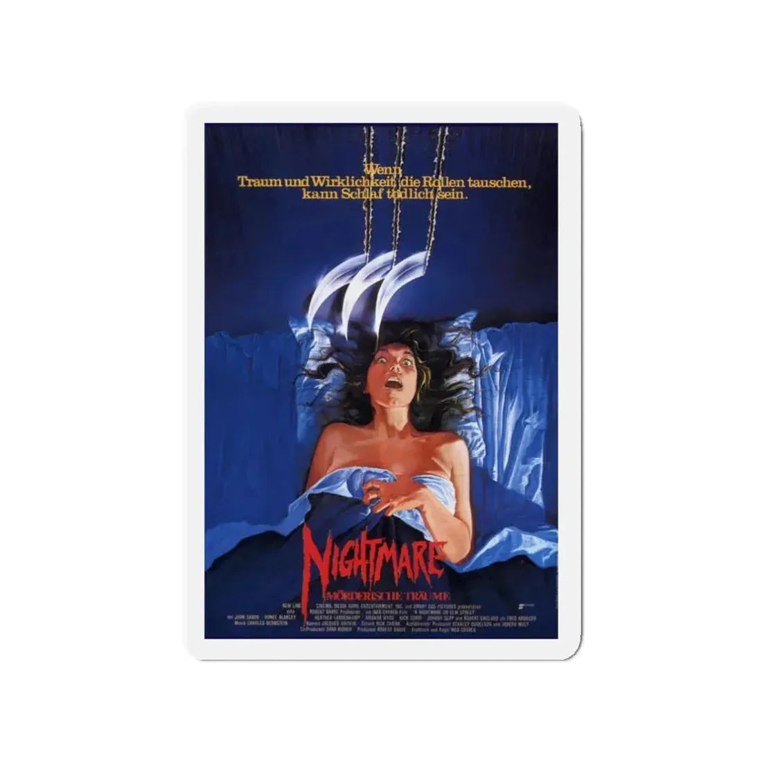 A NIGHTMARE ON ELM STREET (GERMAN) 1984 Movie Poster - Refrigerator Magnet 3 Inch - The Sticker Space