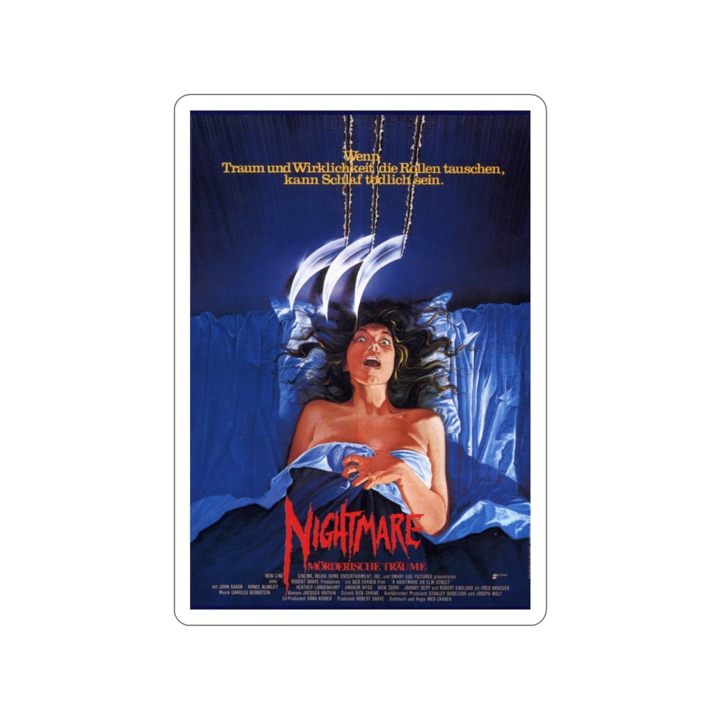 A NIGHTMARE ON ELM STREET (GERMAN) 1984 Movie Poster STICKER Vinyl Die-Cut Decal-3 Inch-The Sticker Space