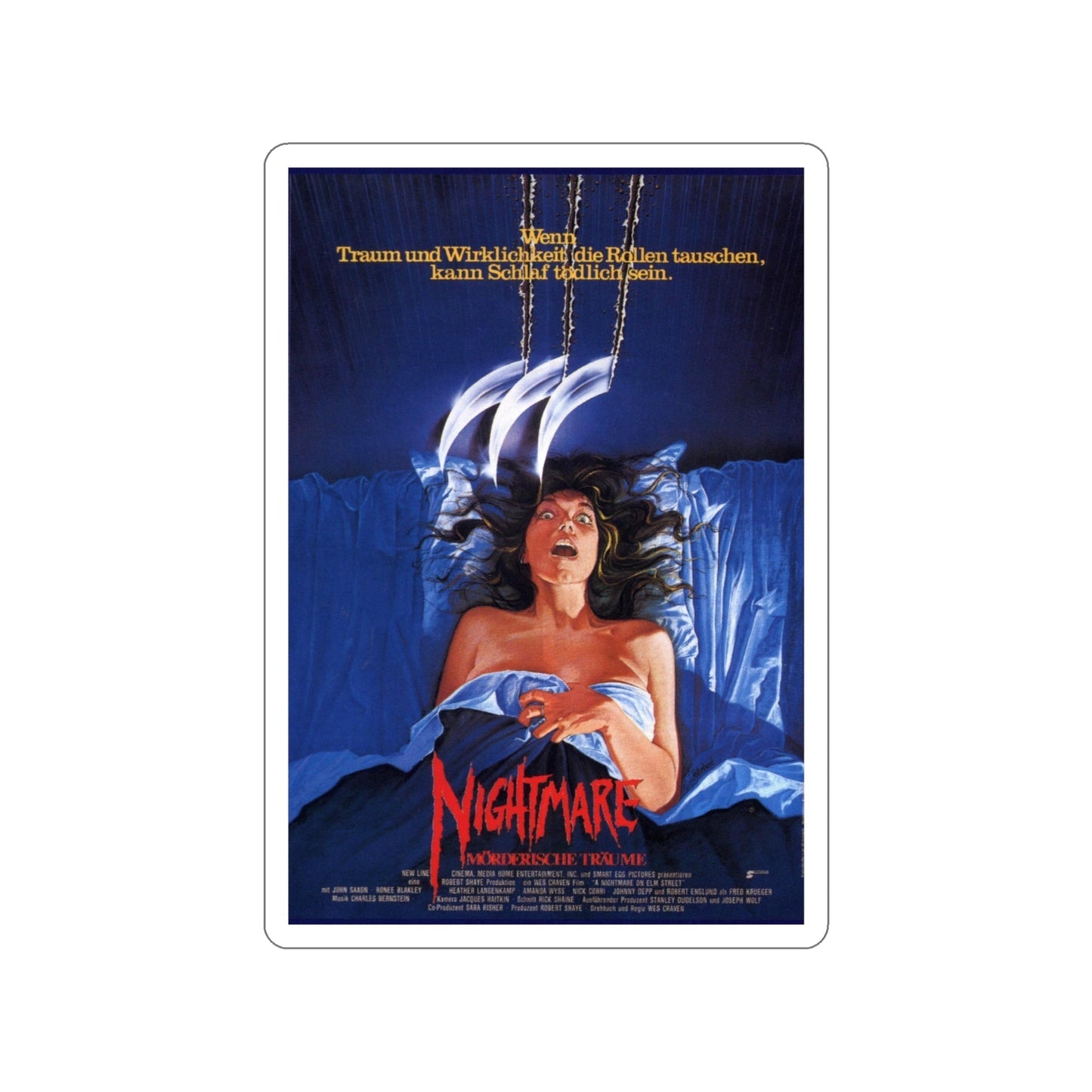 A NIGHTMARE ON ELM STREET (GERMAN) 1984 Movie Poster STICKER Vinyl Die-Cut Decal-6 Inch-The Sticker Space