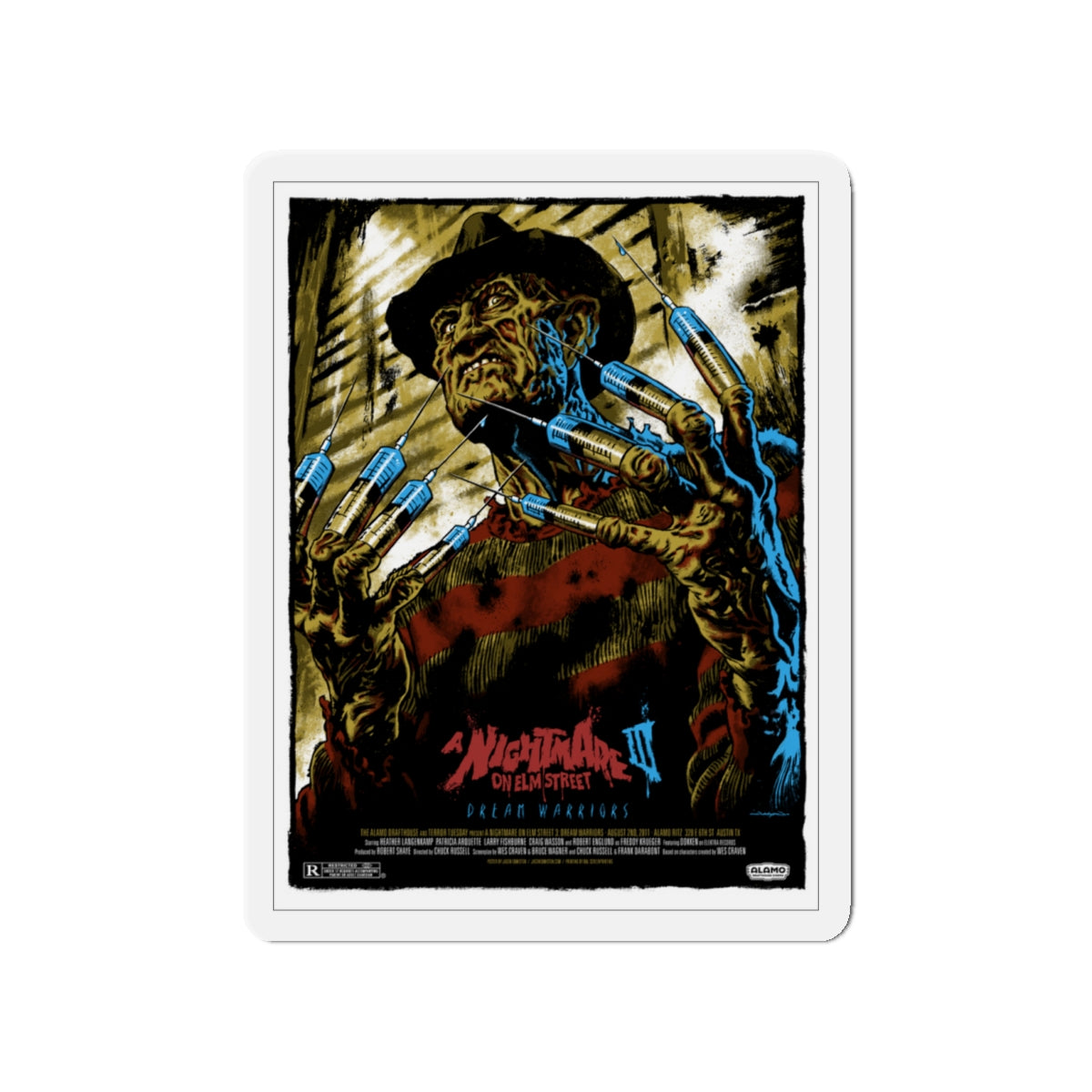 A NIGHTMARE ON ELM STREET III (ALAMO) 1987 Movie Poster - Die-Cut Magnet-4" x 4"-The Sticker Space