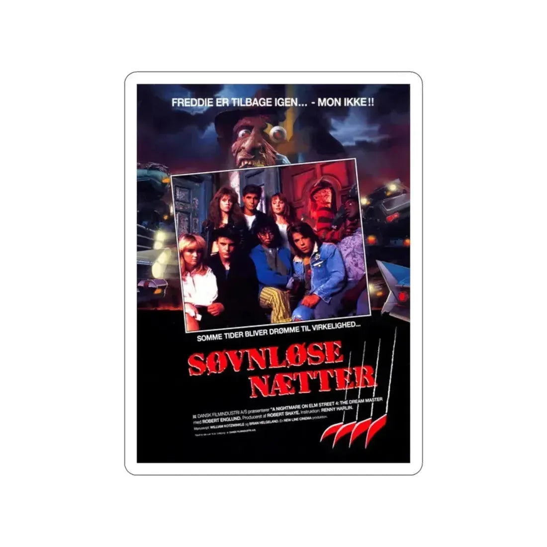 A NIGHTMARE ON ELM STREET PART 4 THE DREAM MASTER (DANISH) 1988 Movie Poster STICKER Vinyl Die-Cut Decal - The Sticker Space