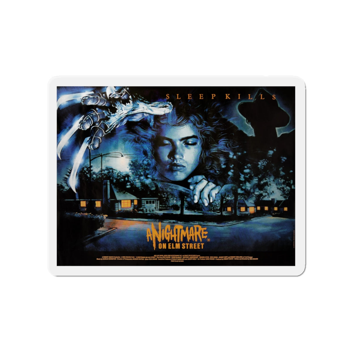 A NIGHTMARE ON ELM STREET (UK) 1984 Movie Poster - Die-Cut Magnet-3" x 3"-The Sticker Space