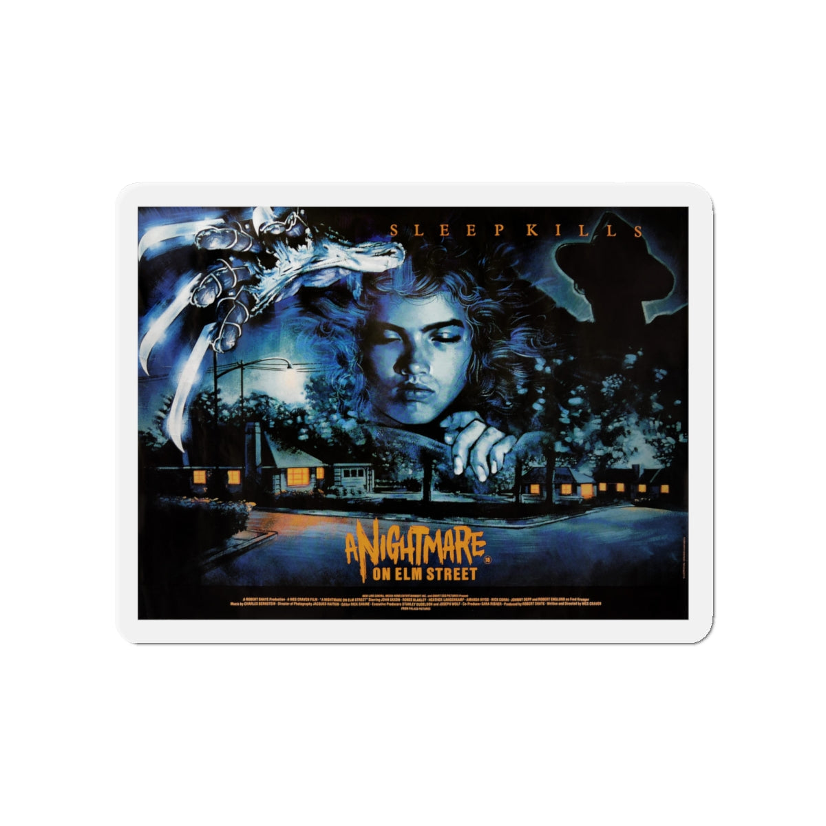 A NIGHTMARE ON ELM STREET (UK) 1984 Movie Poster - Die-Cut Magnet-4" x 4"-The Sticker Space