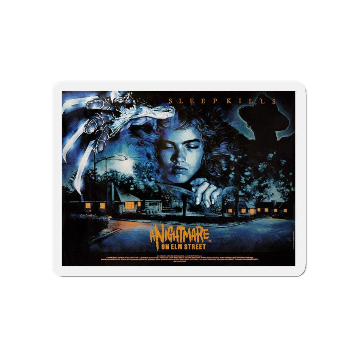 A NIGHTMARE ON ELM STREET (UK) 1984 Movie Poster - Die-Cut Magnet-5" x 5"-The Sticker Space