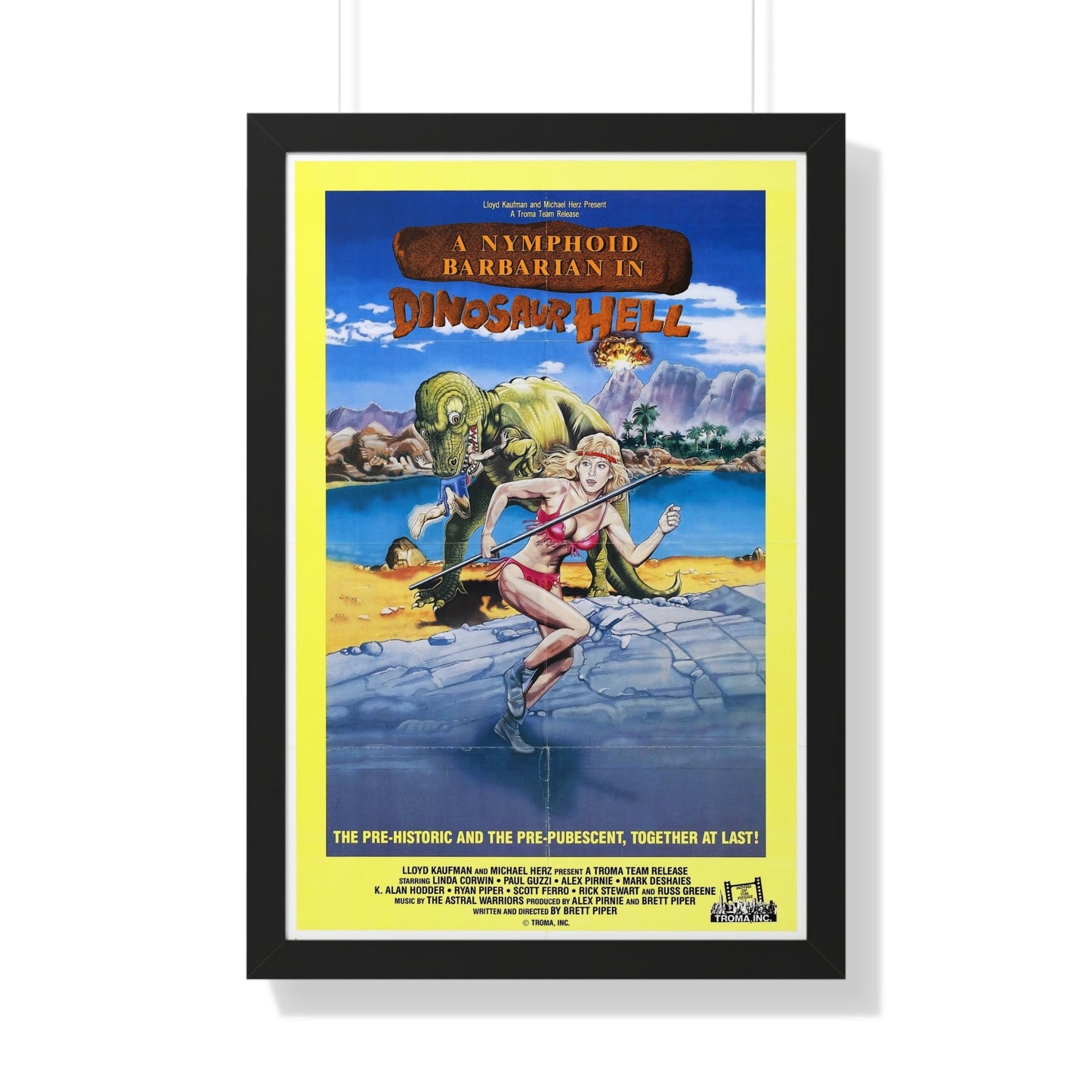 A NYMPHOID BARBARIAN IN DINOSAUR HELL 1990 - Framed Movie Poster-20" x 30"-The Sticker Space