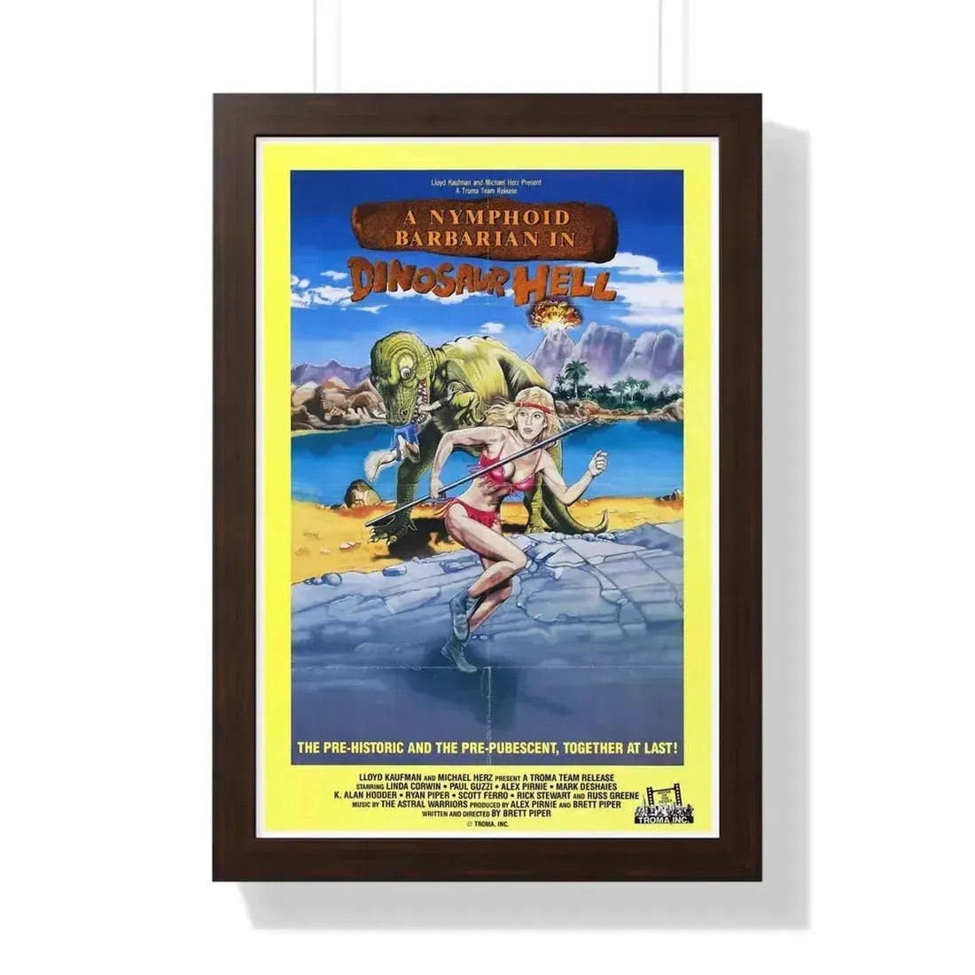 A NYMPHOID BARBARIAN IN DINOSAUR HELL 1990 - Framed Movie Poster - The Sticker Space