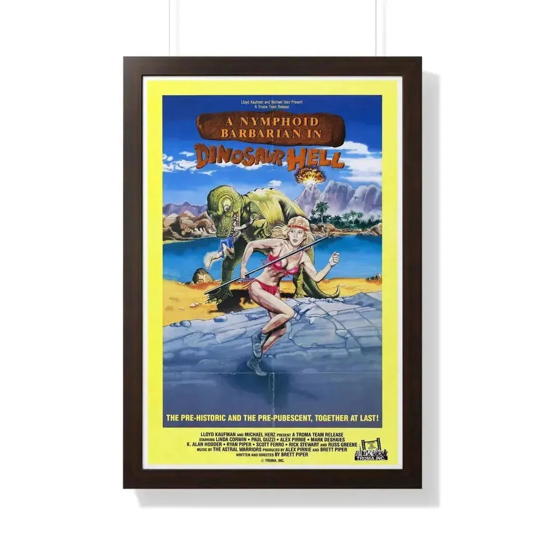 A NYMPHOID BARBARIAN IN DINOSAUR HELL 1990 - Framed Movie Poster - The Sticker Space