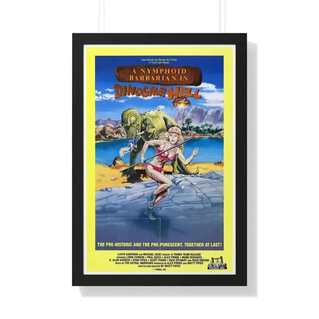A NYMPHOID BARBARIAN IN DINOSAUR HELL 1990 - Framed Movie Poster - The Sticker Space
