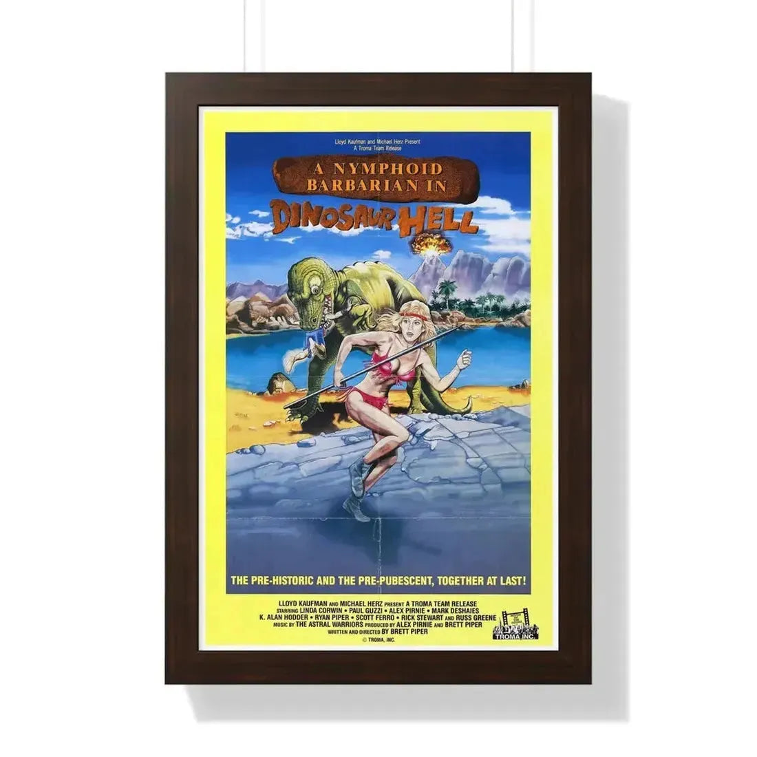 A NYMPHOID BARBARIAN IN DINOSAUR HELL 1990 - Framed Movie Poster - The Sticker Space