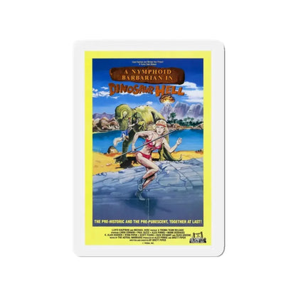 A NYMPHOID BARBARIAN IN DINOSAUR HELL 1990 Movie Poster - Refrigerator Magnet 3 Inch - The Sticker Space
