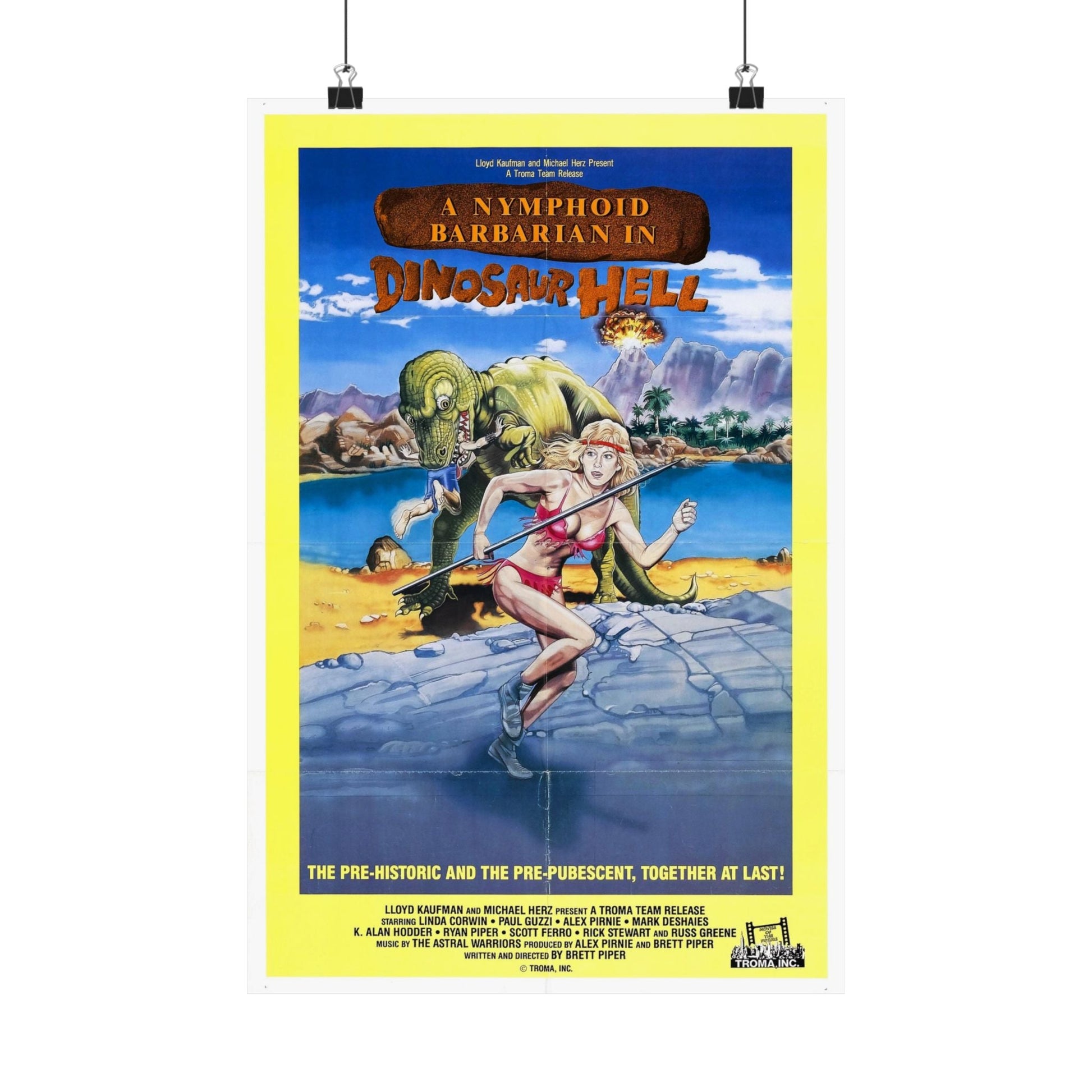 A NYMPHOID BARBARIAN IN DINOSAUR HELL 1990 - Paper Movie Poster-12″ x 18″-The Sticker Space