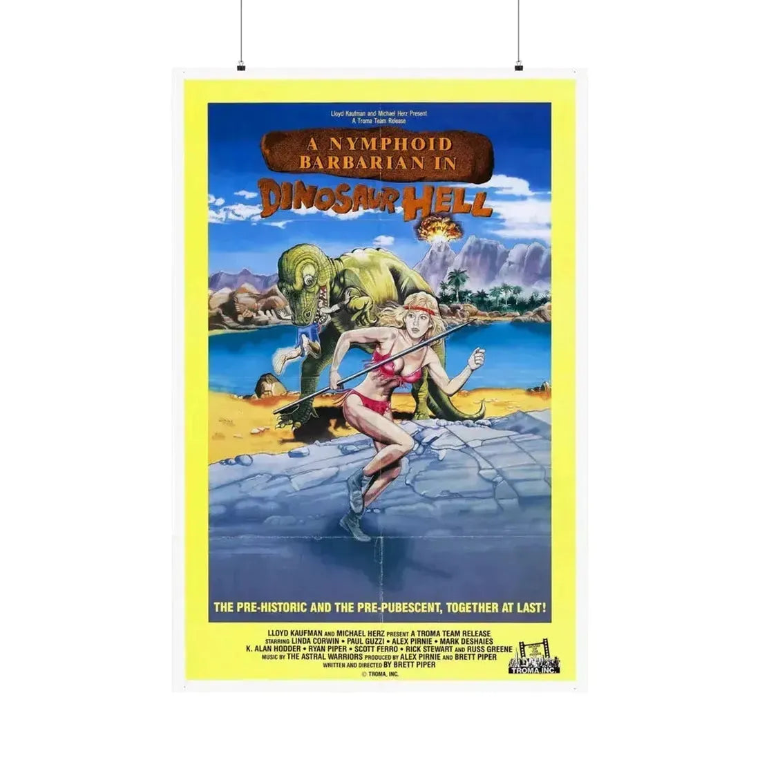 A NYMPHOID BARBARIAN IN DINOSAUR HELL 1990 - Paper Movie Poster 36" x 54" Matte - The Sticker Space