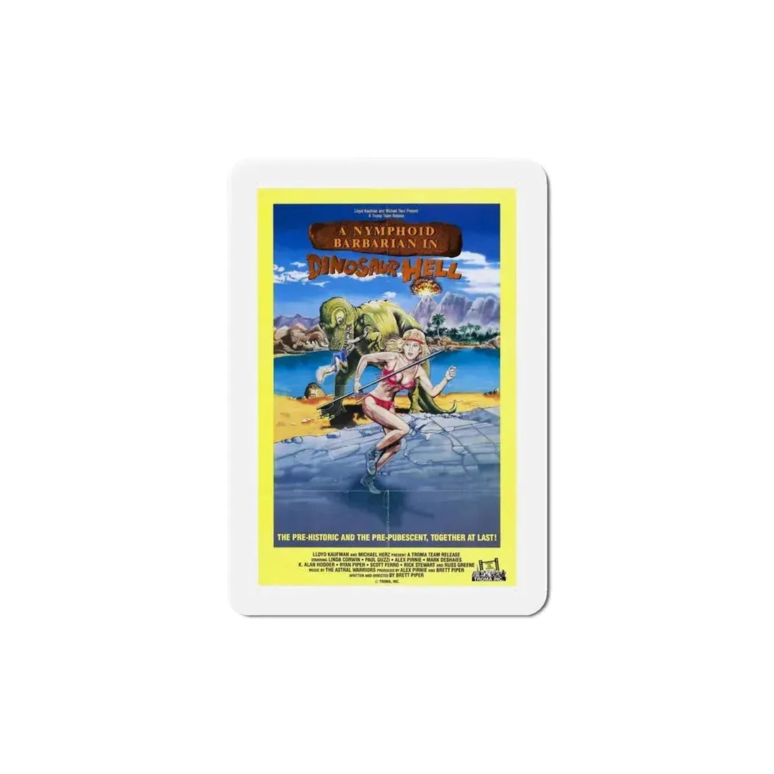 A Nymphoid Barbarian in Dinosaur Hell 1991 Movie Poster Refrigerator Magnet - The Sticker Space