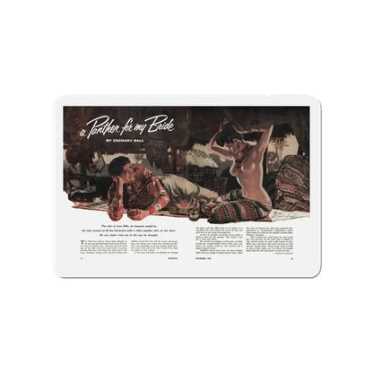 A Panther for My Bride, Bluebook magazine, November 1955 (Magazine Illustration) Refrigerator Magnet 4 Inch - The Sticker Space