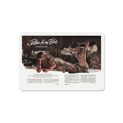 A Panther for My Bride, Bluebook magazine, November 1955 (Magazine Illustration) Refrigerator Magnet 6 Inch - The Sticker Space