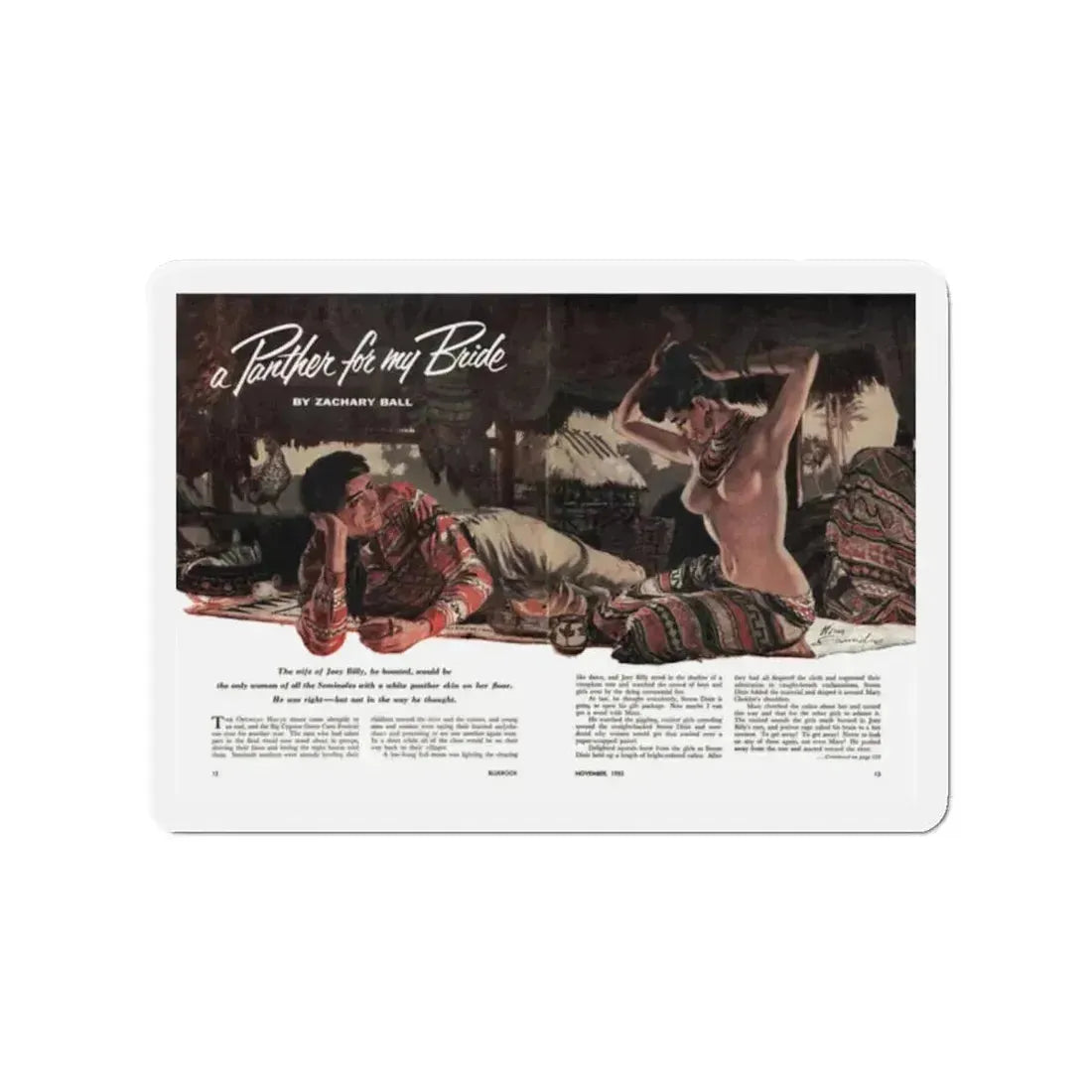 A Panther for My Bride, Bluebook magazine, November 1955 (Magazine Illustration) Refrigerator Magnet - The Sticker Space