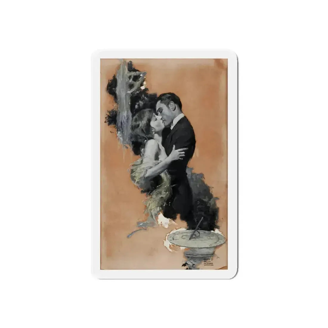 A Passionate Kiss, story illustration, 1922 (Magazine Illustration) Refrigerator Magnet 6 Inch Die-Cut - The Sticker Space