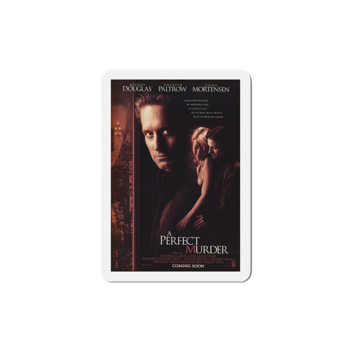 A Perfect Murder 1998 Movie Poster Die-Cut Magnet-4" x 4"-The Sticker Space