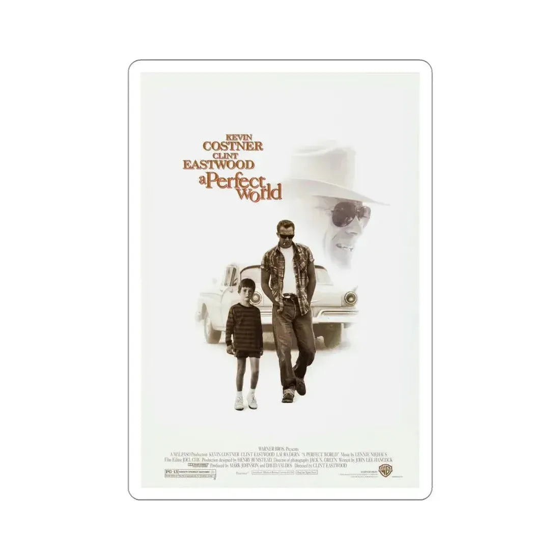 A Perfect World 1993 Movie Poster STICKER Vinyl Die-Cut Decal 4 Inch - The Sticker Space