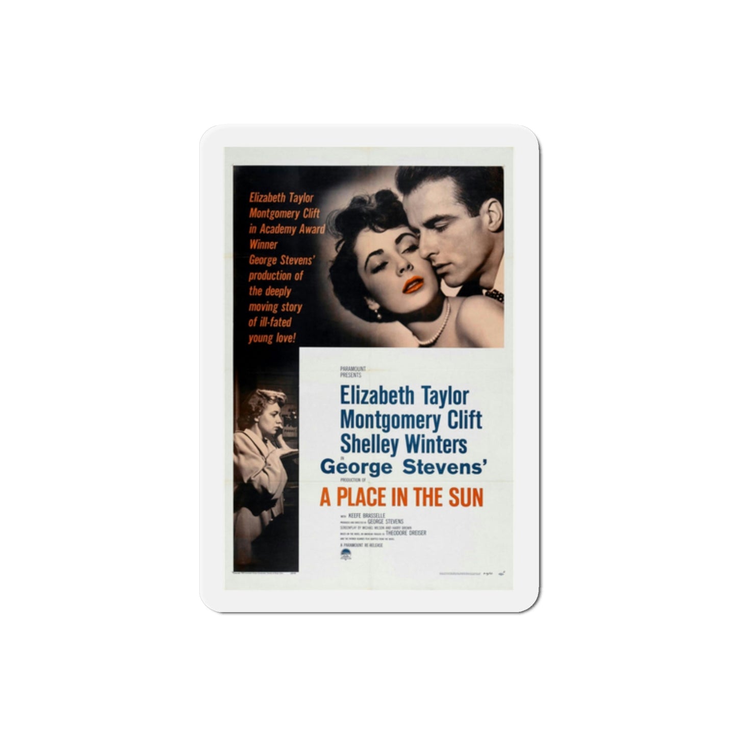 A Place in the Sun 1951 Movie Poster Die-Cut Magnet-2 Inch-The Sticker Space