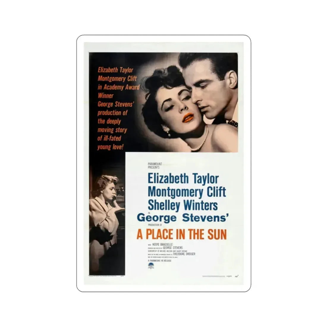 A Place in the Sun 1951 Movie Poster STICKER Vinyl Die-Cut Decal 2 Inch - The Sticker Space