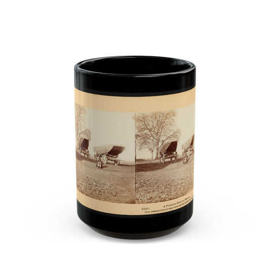 A Pontoon Boat On Wheels (U.S. Civil War) Black Coffee Mug-15oz-The Sticker Space