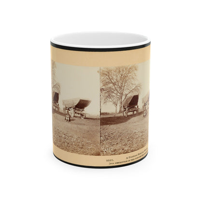 A Pontoon Boat On Wheels (U.S. Civil War) White Coffee Mug-11oz-The Sticker Space