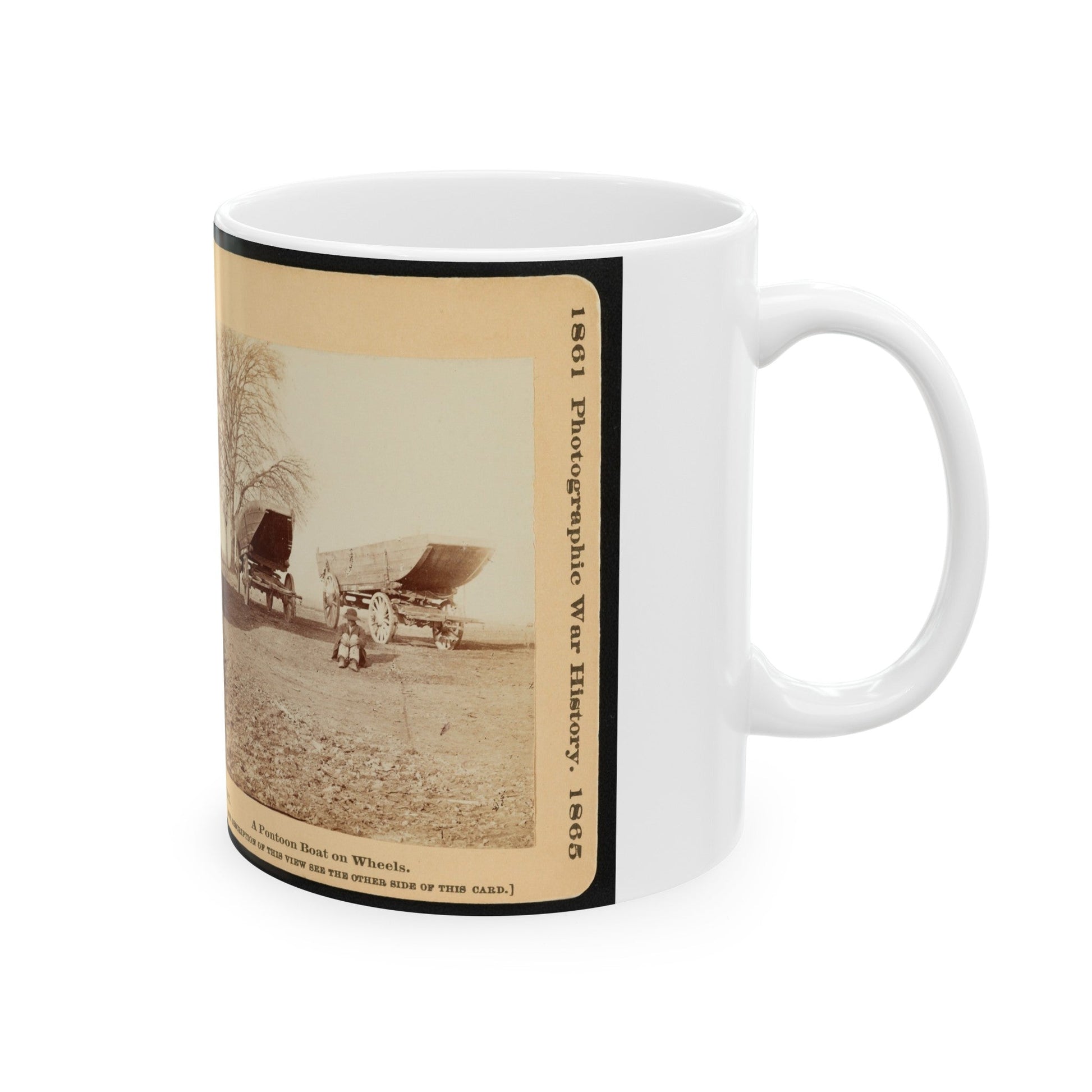 A Pontoon Boat On Wheels (U.S. Civil War) White Coffee Mug-The Sticker Space